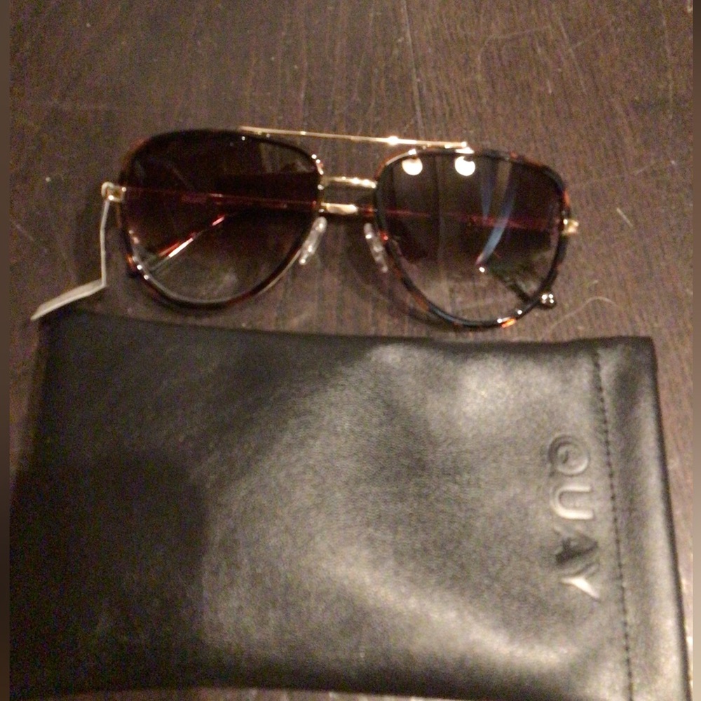 Quay Aviator ALL in mini Sunglasses in Tortoise with Gold Hardware